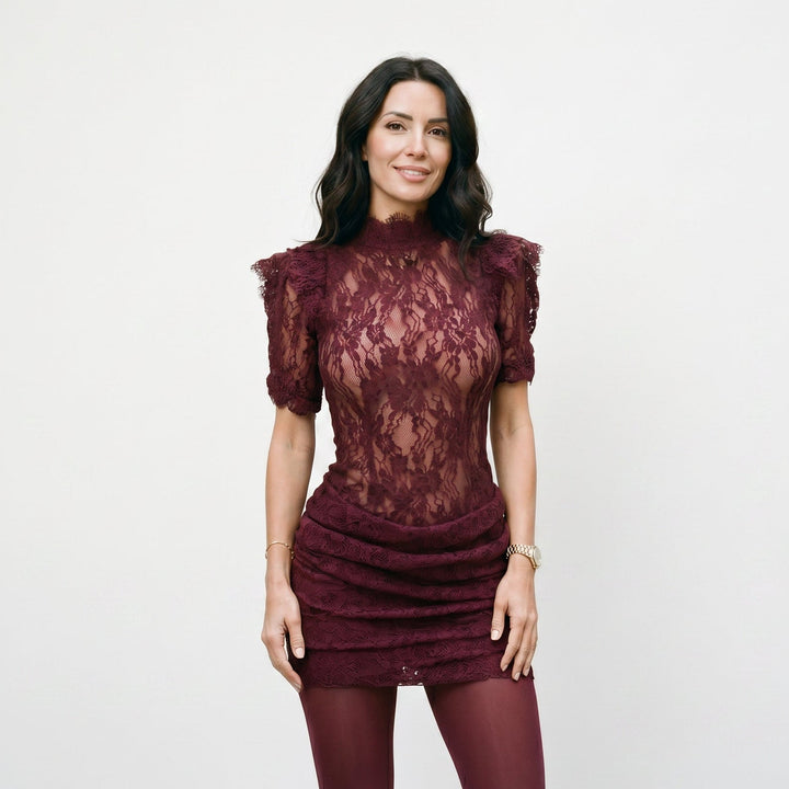 Celeste - Elegant Black Lace Bodycon Cocktail Dress