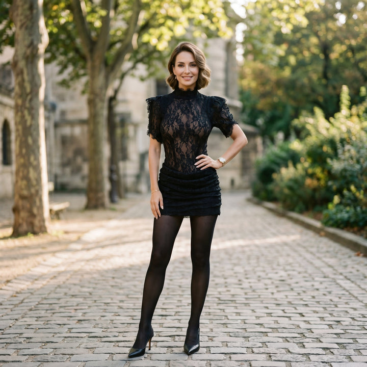 Celeste - Elegant Black Lace Bodycon Cocktail Dress