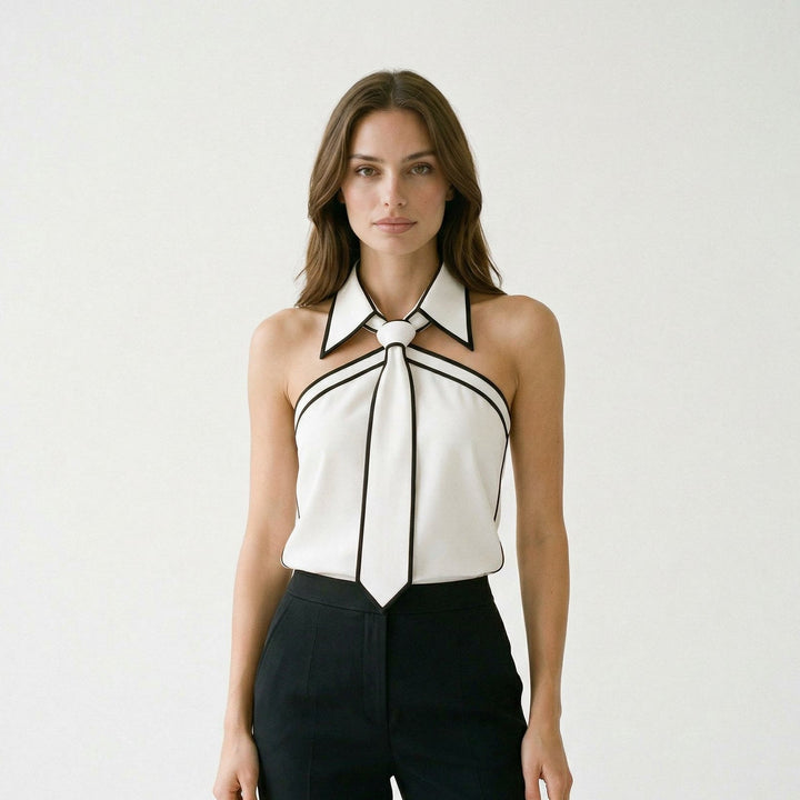 Chic Sleeveless Halter Neck Blouse Summer Top