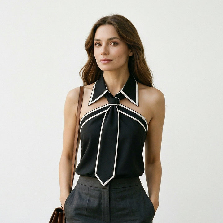 Chic Sleeveless Halter Neck Blouse Summer Top