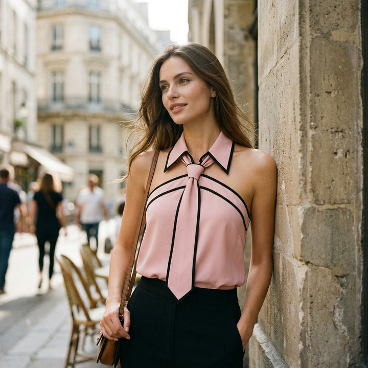 Chic Sleeveless Halter Neck Blouse Summer Top