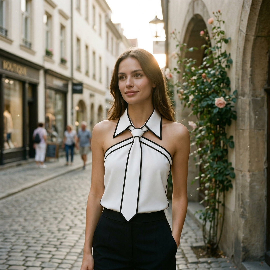 Chic Sleeveless Halter Neck Blouse Summer Top