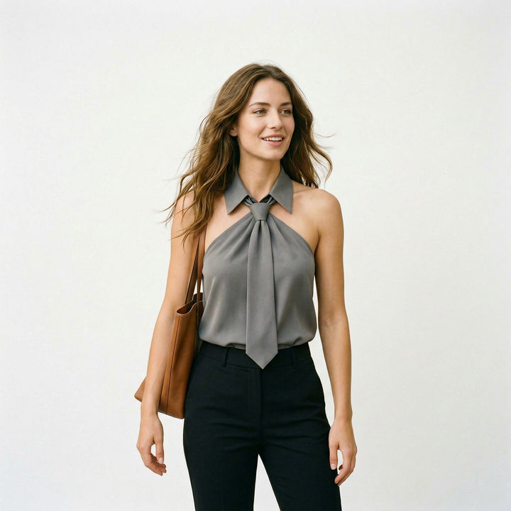 Chic Sleeveless Halter Women&