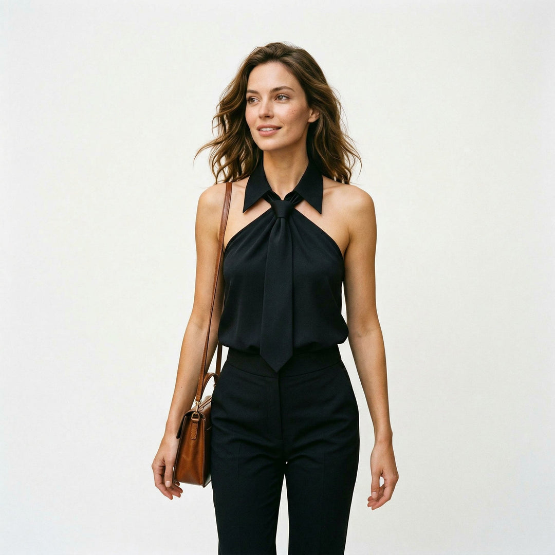 Chic Sleeveless Halter Women&