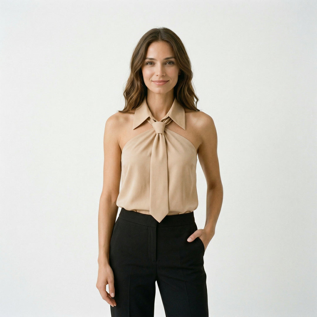Chic Sleeveless Halter Women&