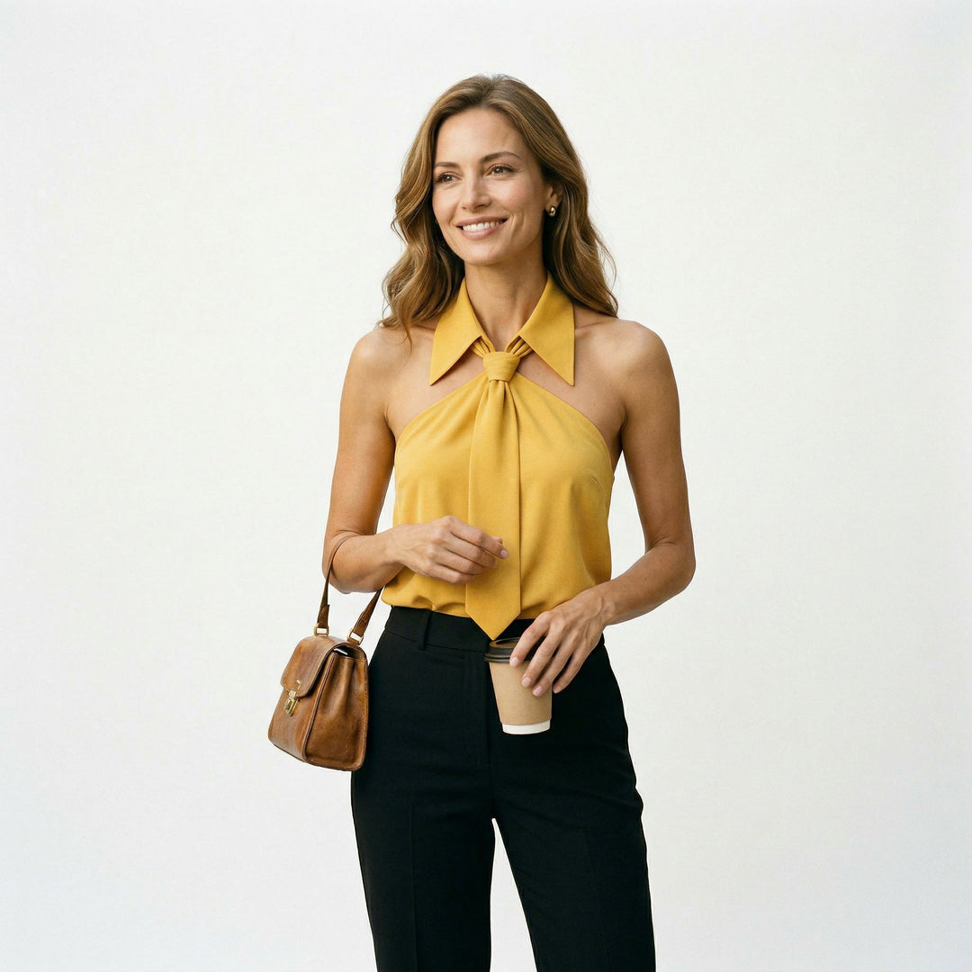 Chic Sleeveless Halter Women&