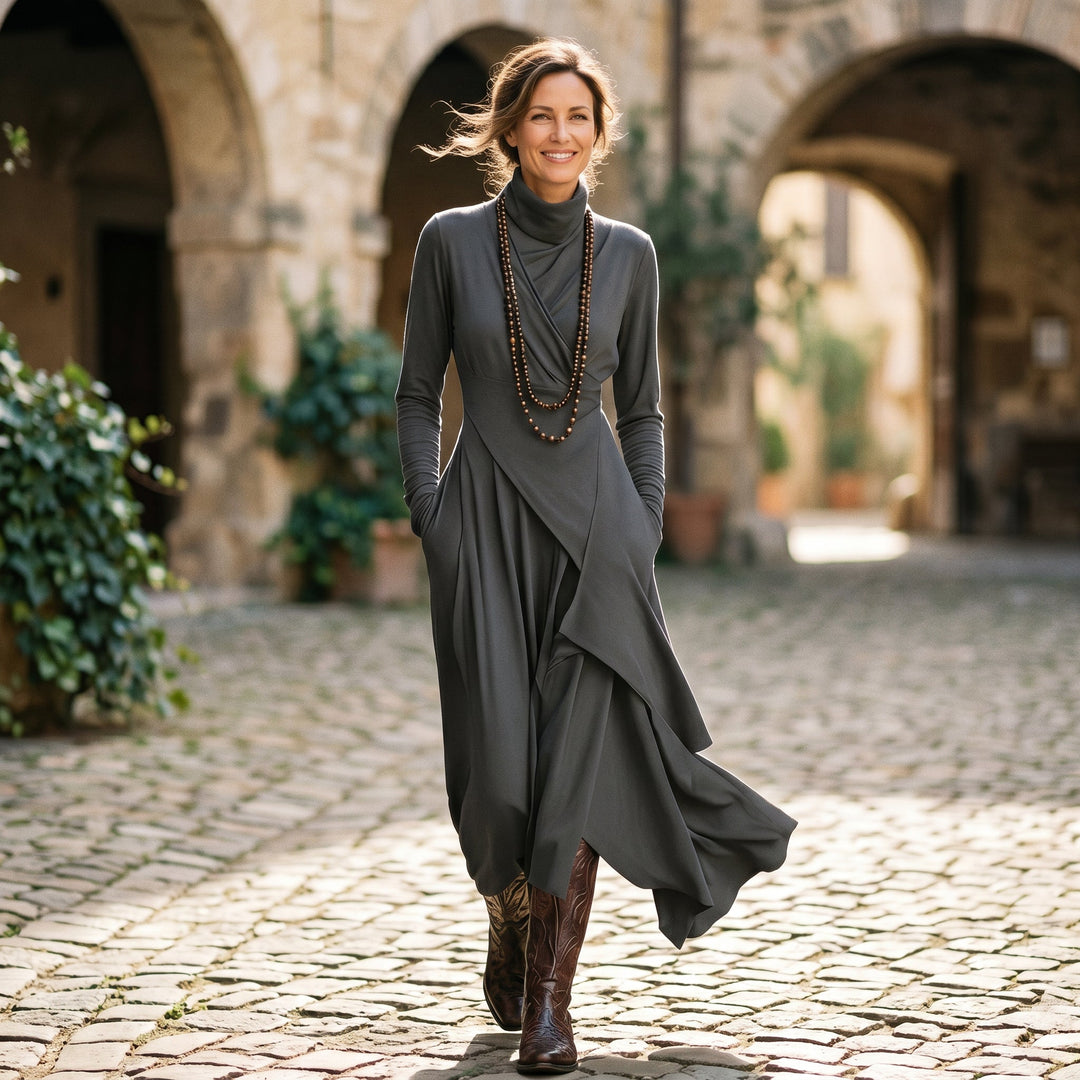 Daphne - Elegant Long Sleeve Maxi Dress for Women