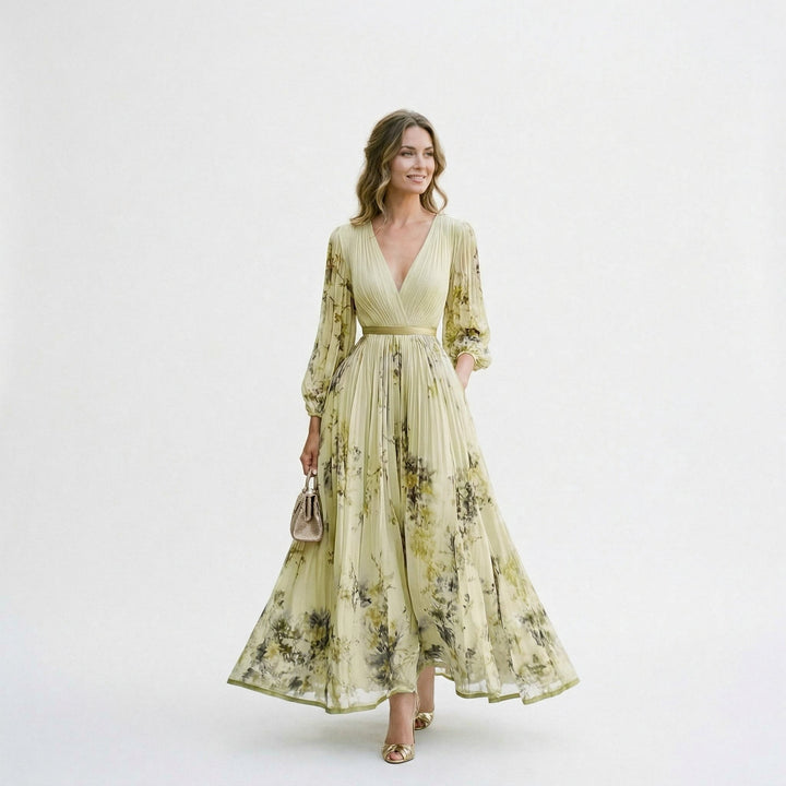 Elegant Floral Long Sleeve Maxi Dress for Special Occasions