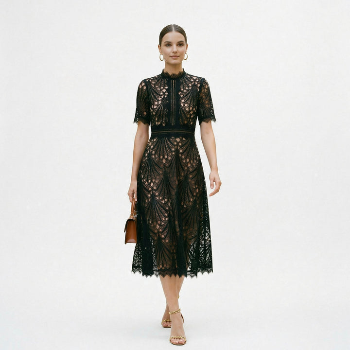 Elegant Lace Midi Dress for Formal Events