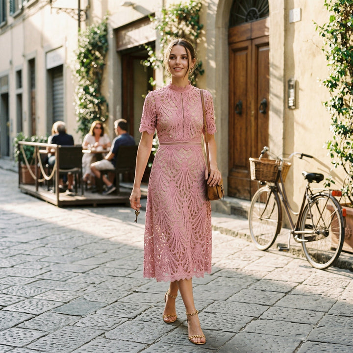Elegant Lace Midi Dress for Formal Events