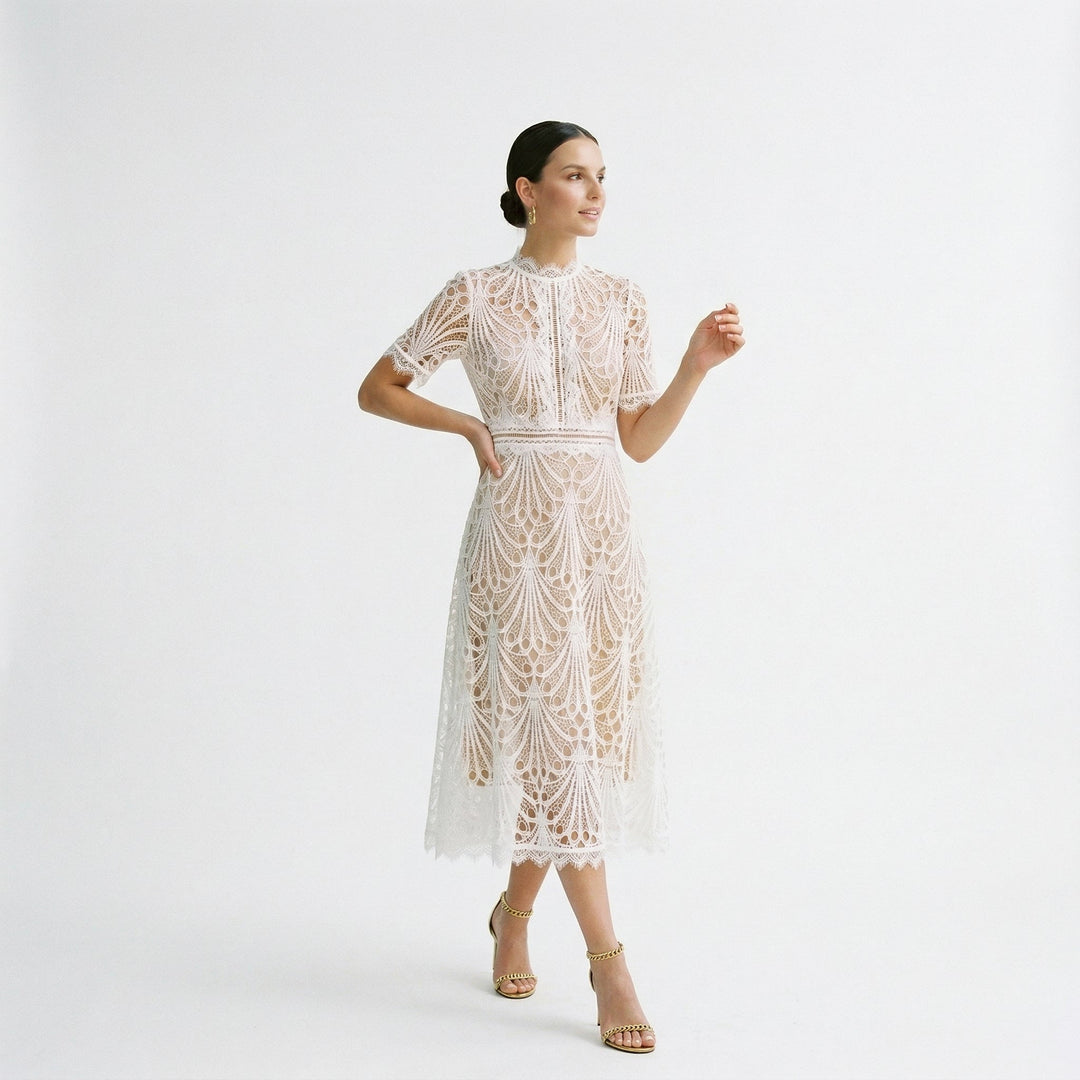 Elegant Lace Midi Dress for Formal Events