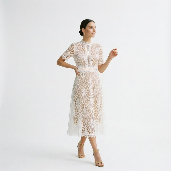 Elegant Lace Midi Dress for Formal Events