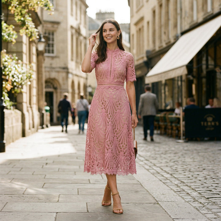 Elegant Lace Midi Dress for Formal Events