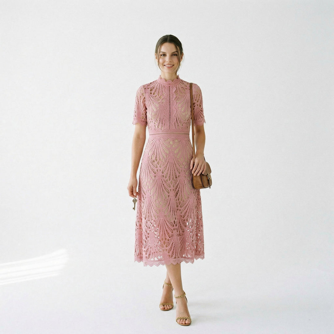 Elegant Lace Midi Dress for Formal Events