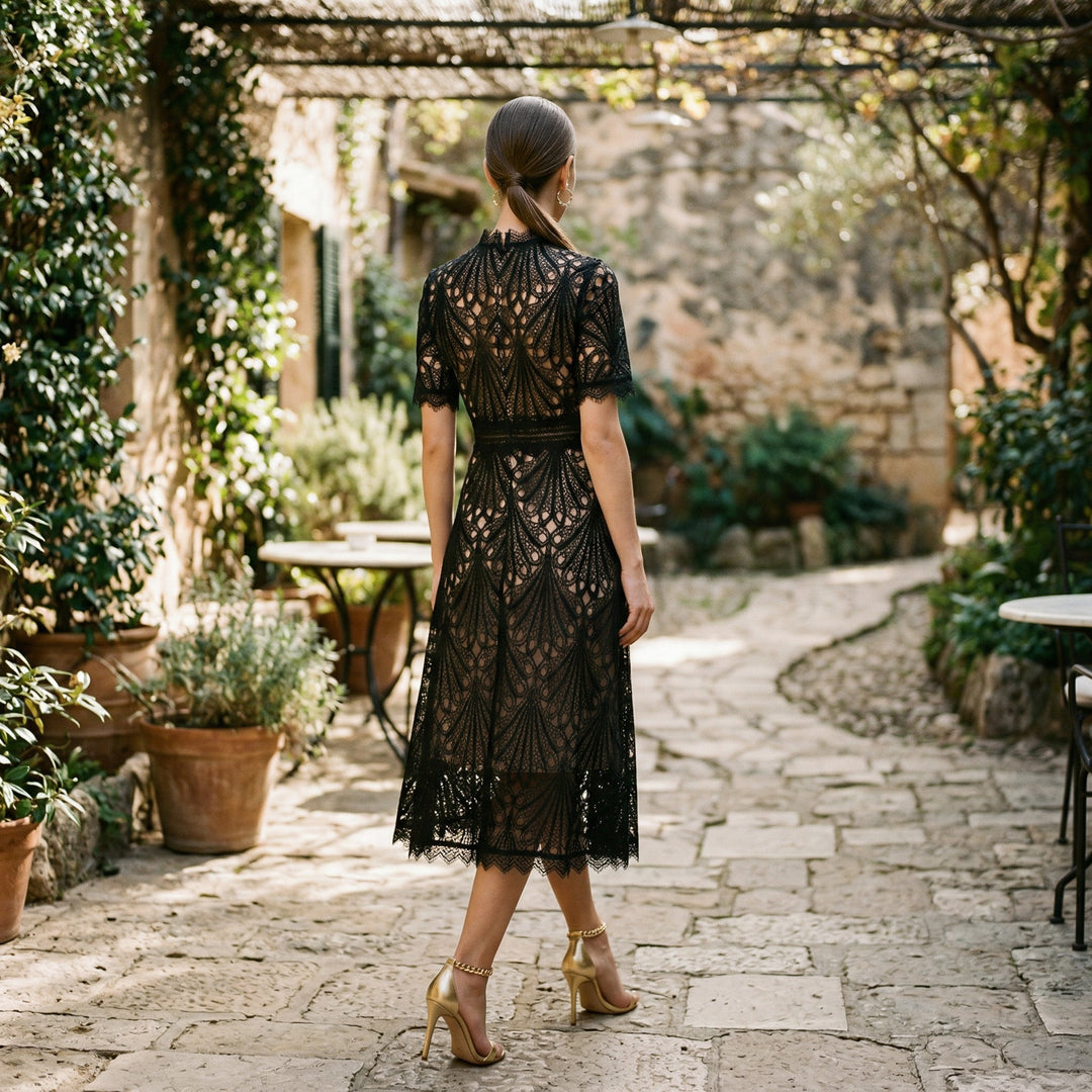 Elegant Lace Midi Dress for Formal Events