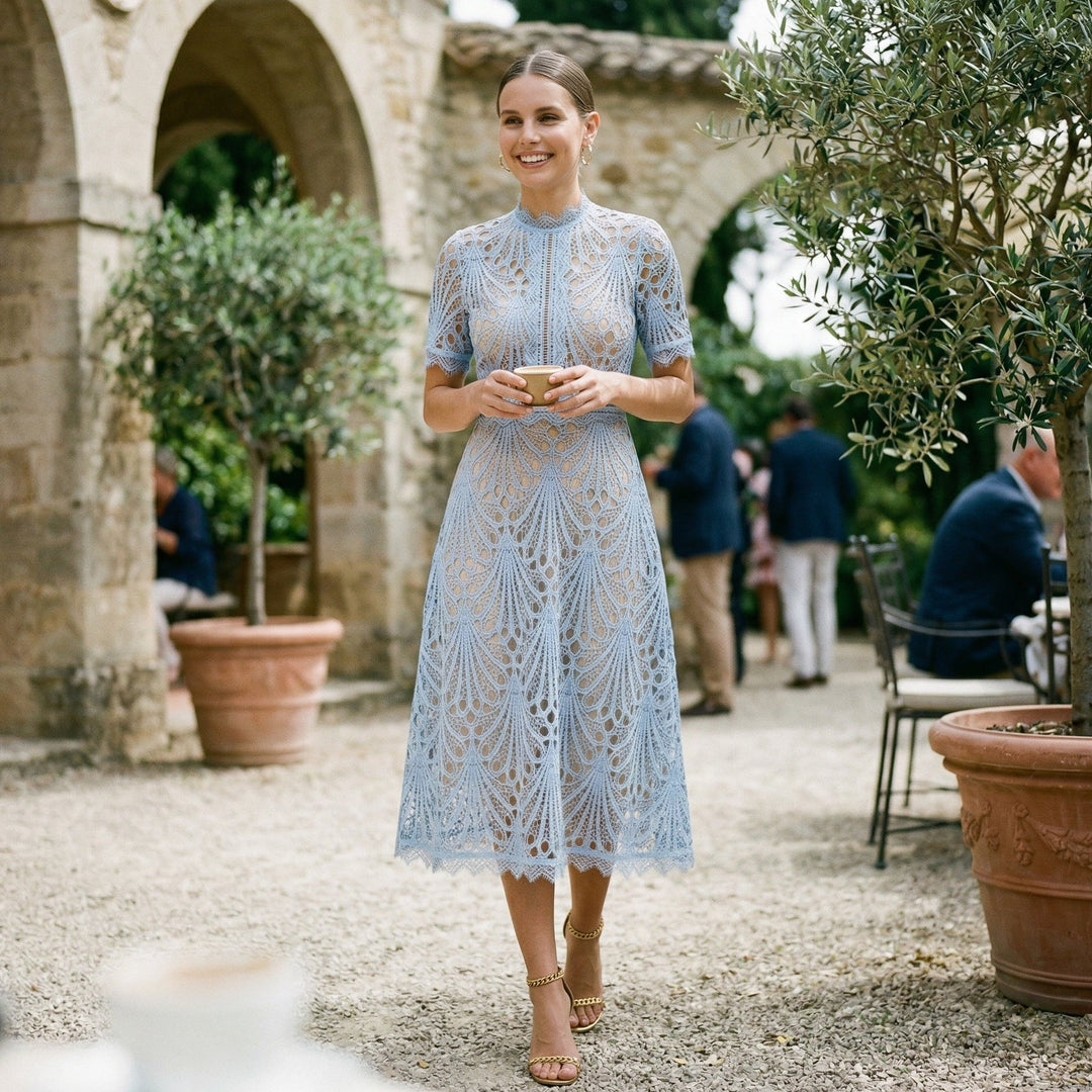 Elegant Lace Midi Dress for Formal Events