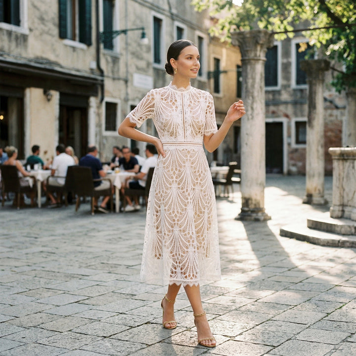 Elegant Lace Midi Dress for Formal Events