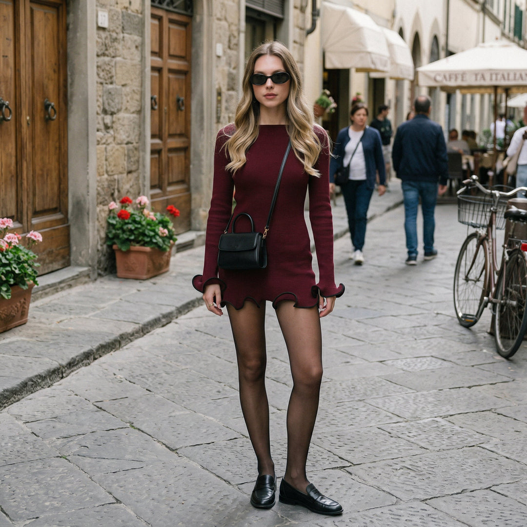 Elegant Long Sleeve Mini Dress