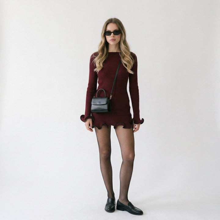 Elegant Long Sleeve Mini Dress