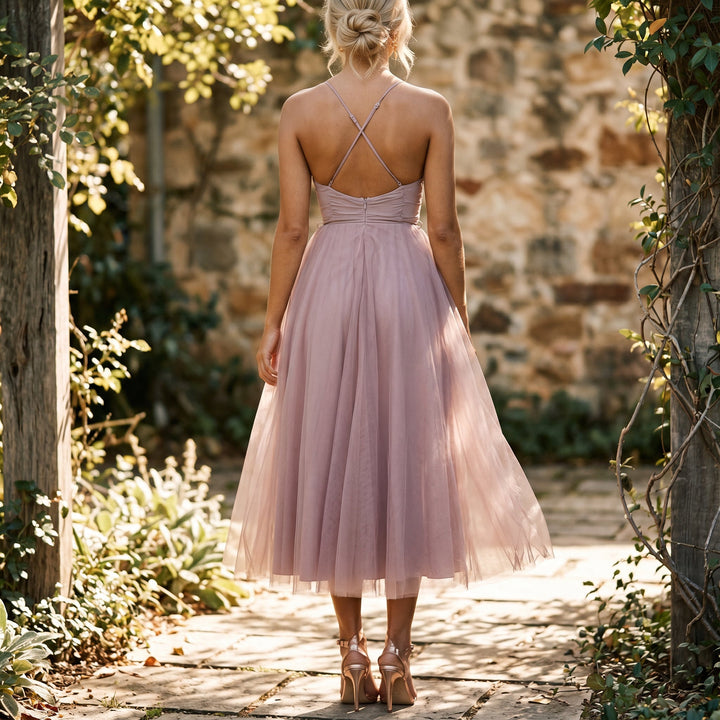 Anita - Elegant Midi Tulle Cocktail Dress for Women&