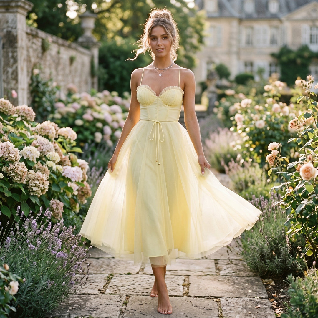 Anita - Elegant Midi Tulle Cocktail Dress for Women&