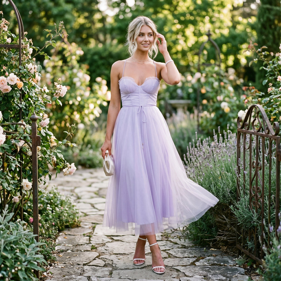 Anita - Elegant Midi Tulle Cocktail Dress for Women&