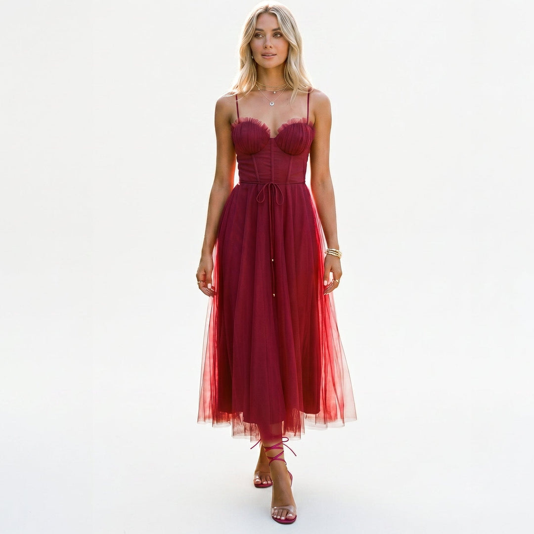 Anita - Elegant Midi Tulle Cocktail Dress for Women&