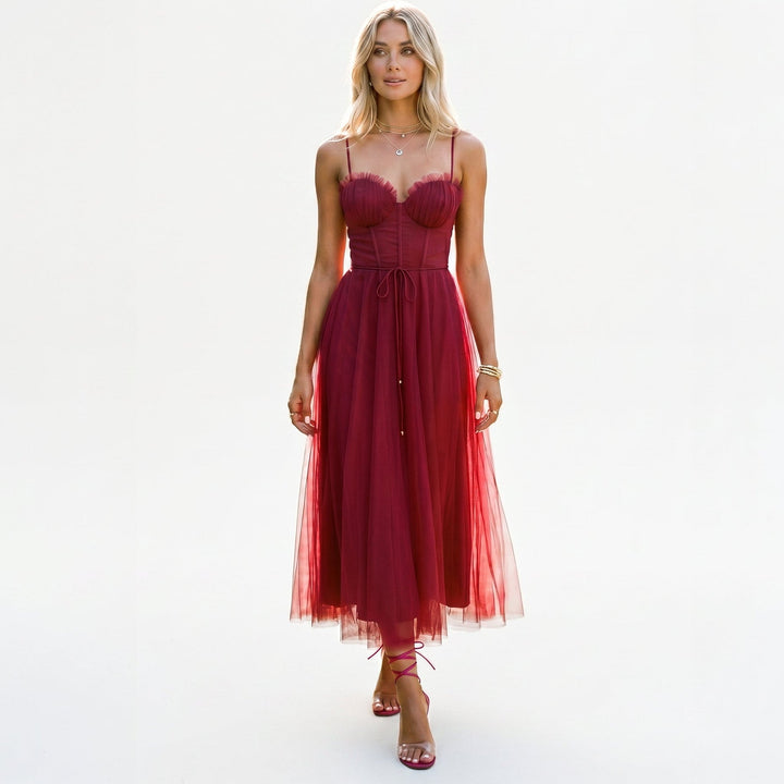 Anita - Elegant Midi Tulle Cocktail Dress for Women&
