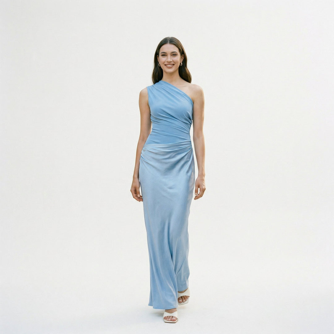 Elegant One Shoulder Maxi Dress - Women&