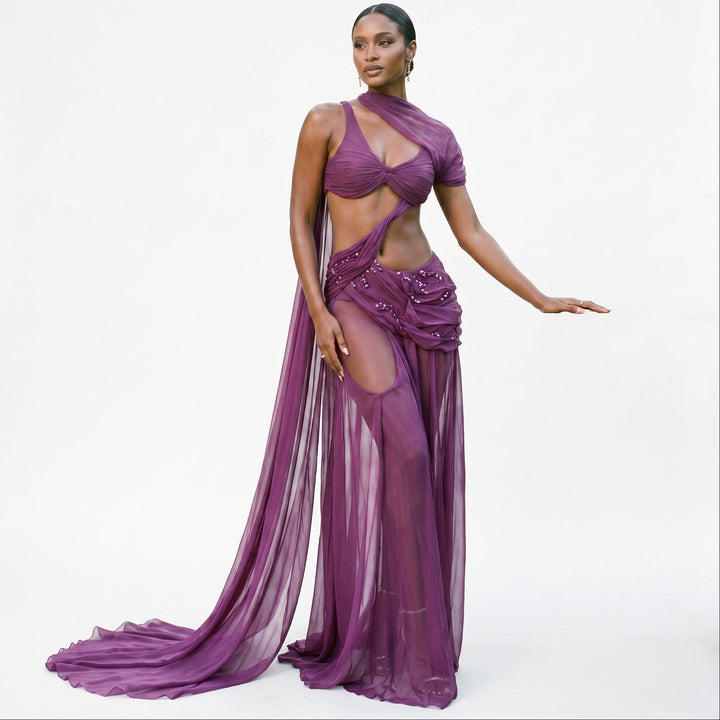 Jessamine - Elegant Purple Formal Dress for Wedding Guests and Cocktail Parties