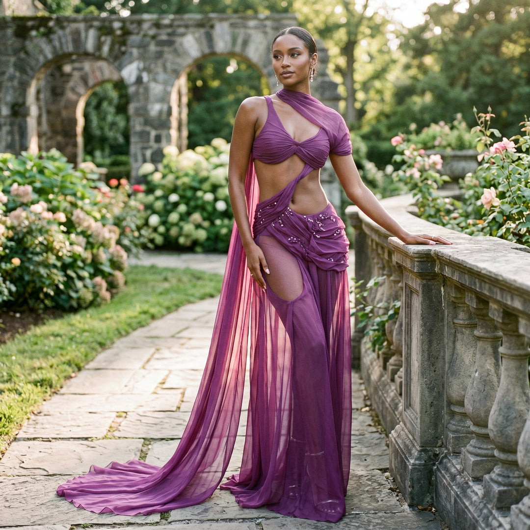 Jessamine - Elegant Purple Formal Dress for Wedding Guests and Cocktail Parties
