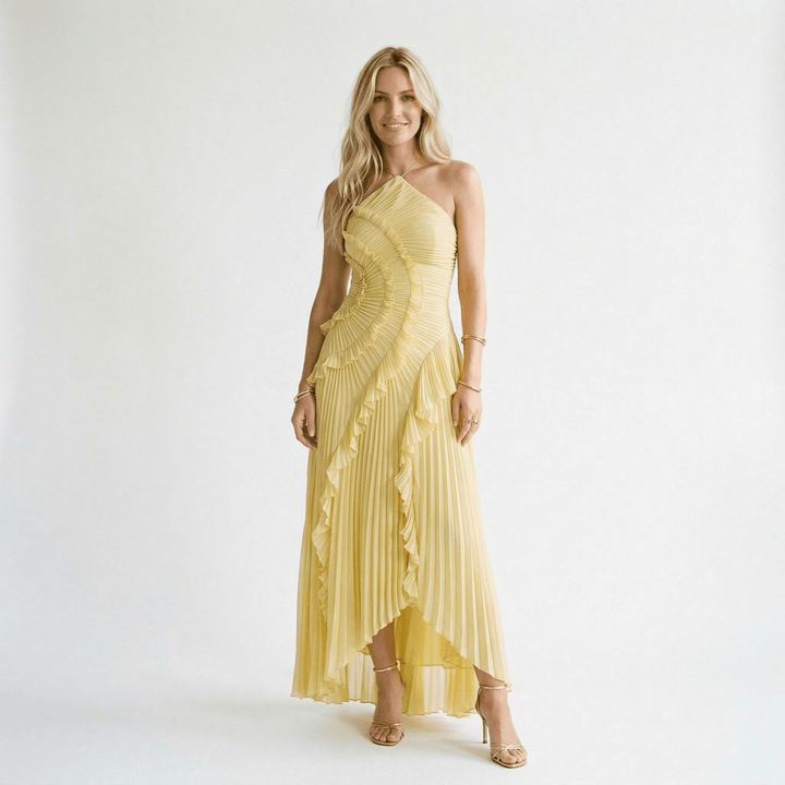 Elegant Purple Halter Neck Maxi Dress for Women