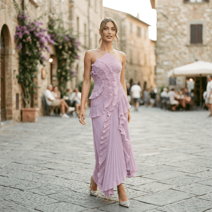 Elegant Purple Halter Neck Maxi Dress for Women