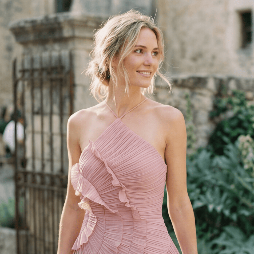 Elegant Purple Halter Neck Maxi Dress for Women