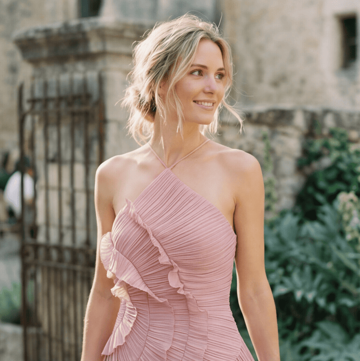 Elegant Purple Halter Neck Maxi Dress for Women