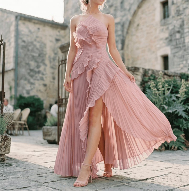 Elegant Purple Halter Neck Maxi Dress for Women