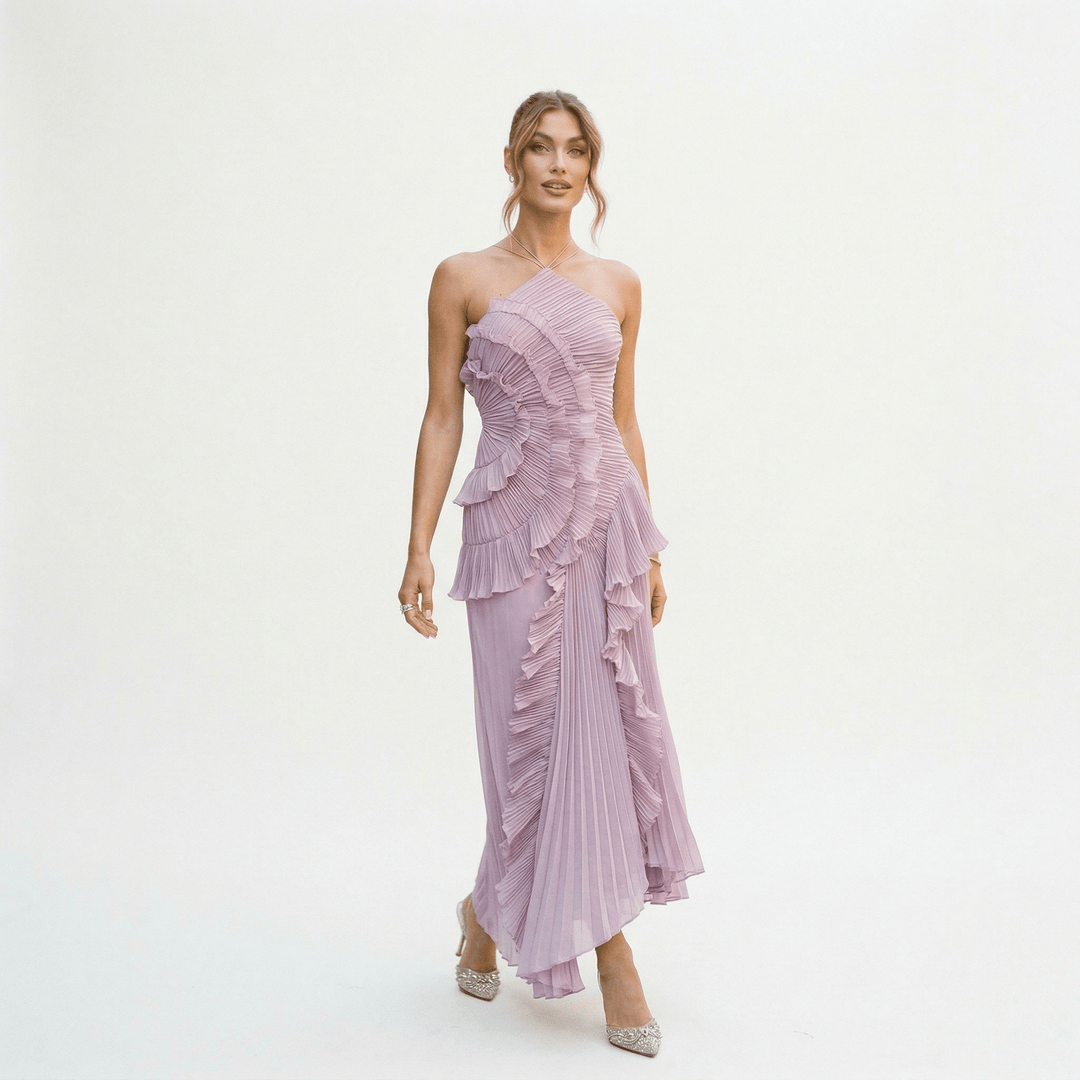 Elegant Purple Halter Neck Maxi Dress for Women