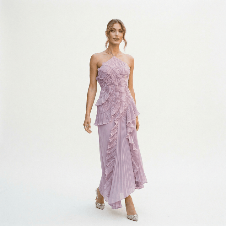 Elegant Purple Halter Neck Maxi Dress for Women