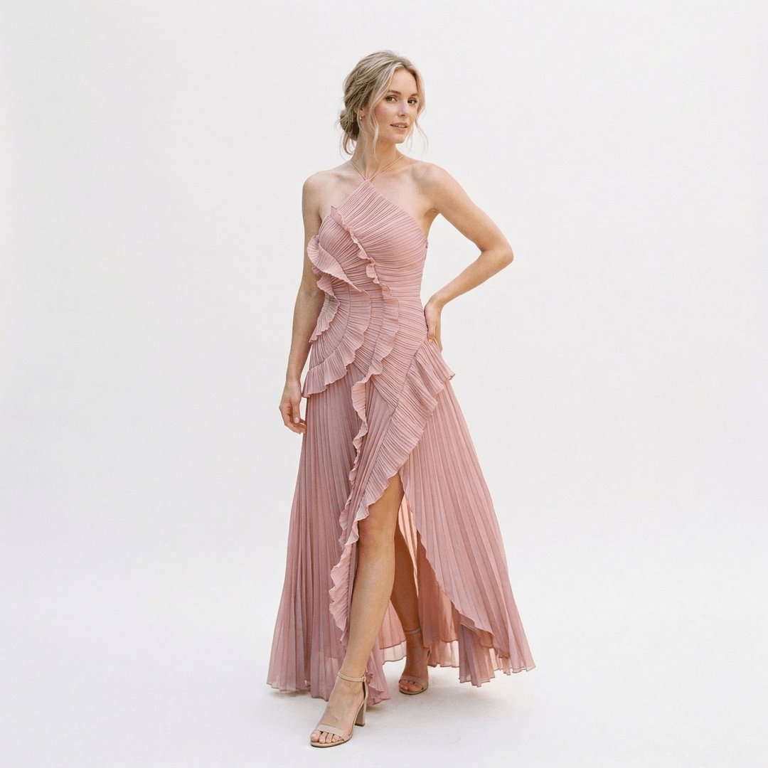 Elegant Purple Halter Neck Maxi Dress for Women