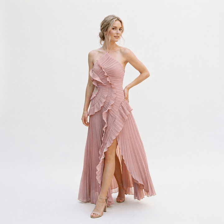 Elegant Purple Halter Neck Maxi Dress for Women