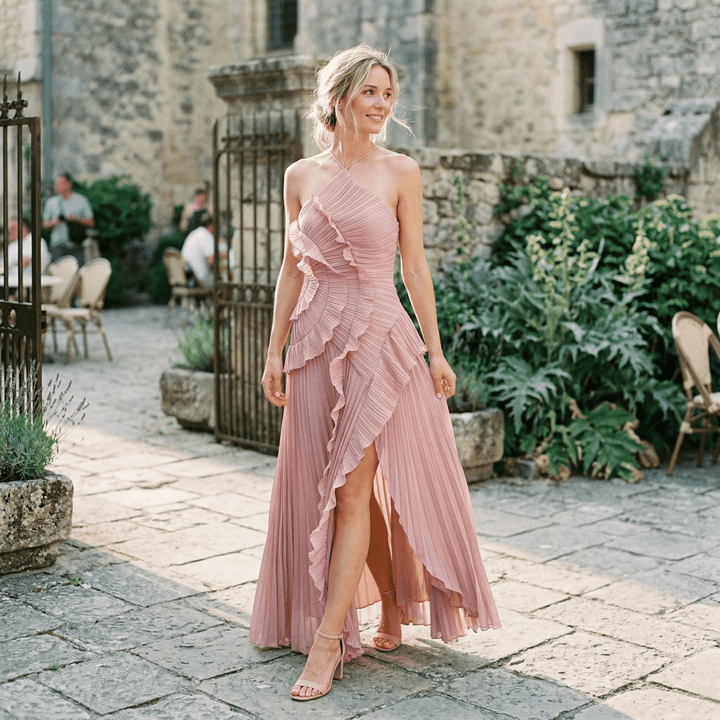 Elegant Purple Halter Neck Maxi Dress for Women