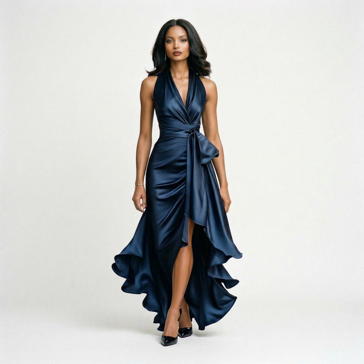 Elegant Satin Halter Gown for Formal Events