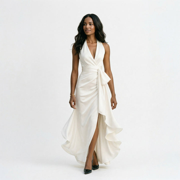 Elegant Satin Halter Gown for Formal Events