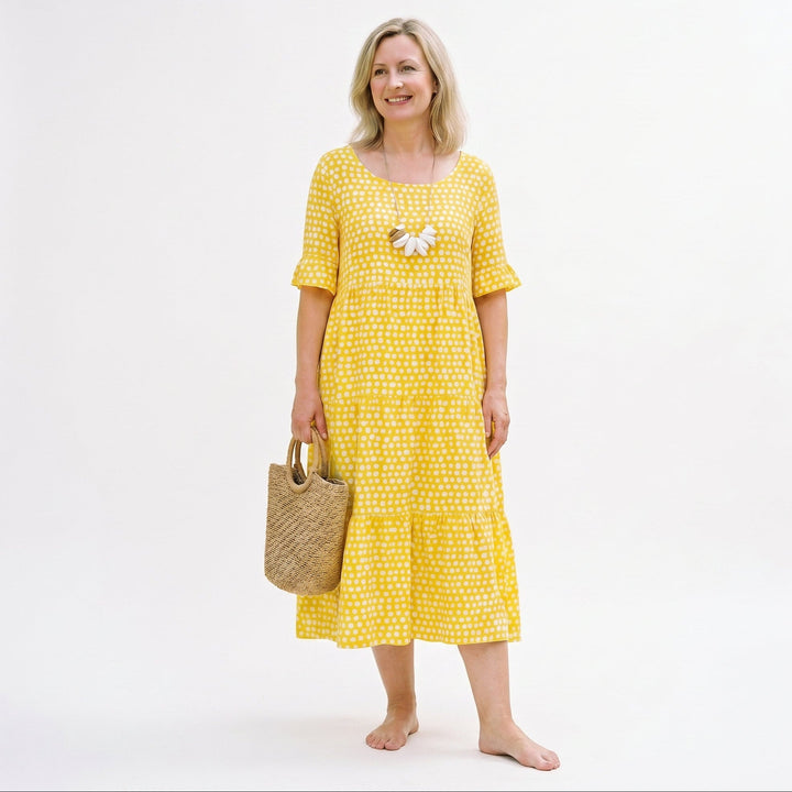 Olena - Elegant Short Sleeve Midi Dress for Women