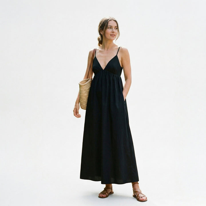 Elegant White Maxi Dress for Women with Open Back Design