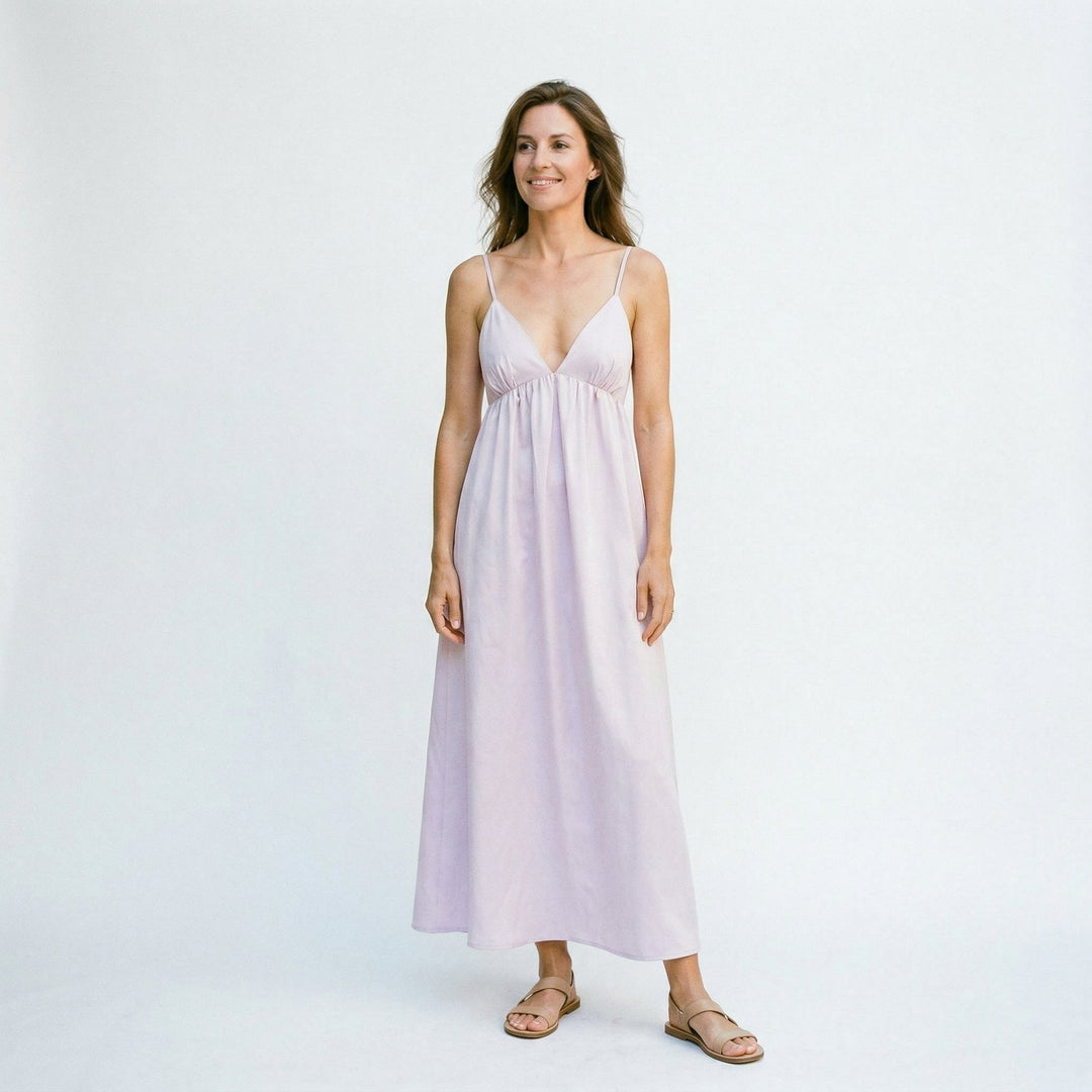 Elegant White Maxi Dress for Women with Open Back Design