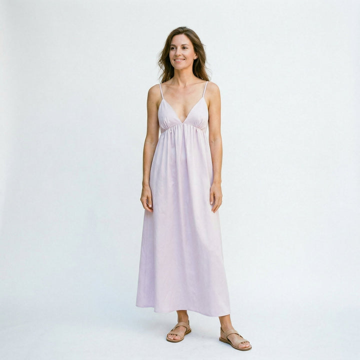 Elegant White Maxi Dress for Women with Open Back Design