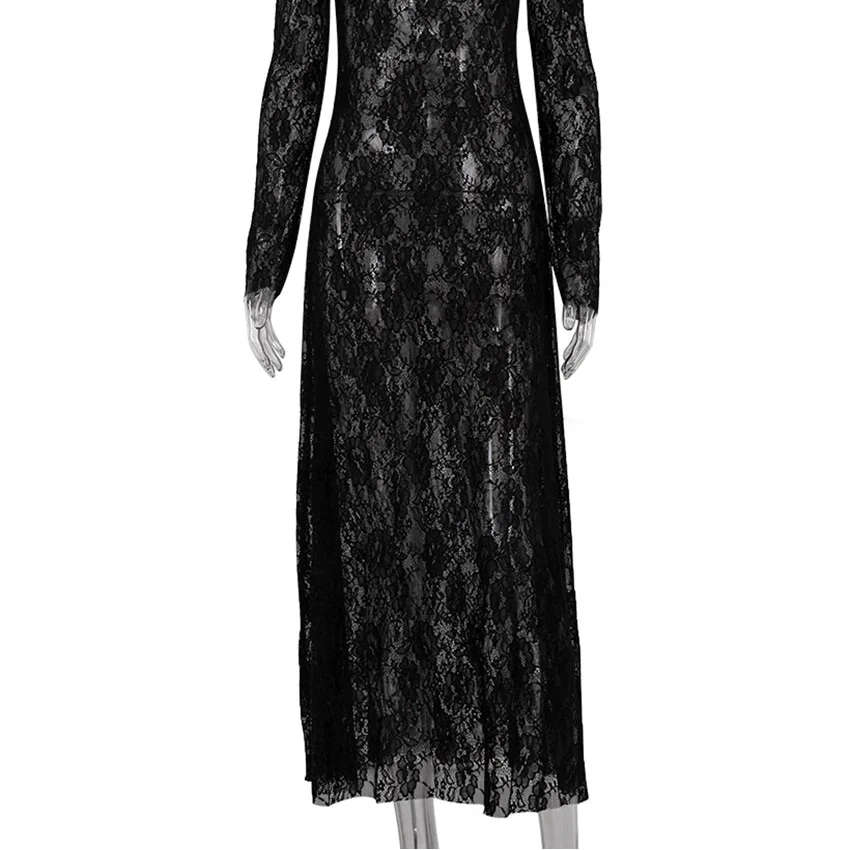 Maddie - Elegant Black Lace Formal Dress