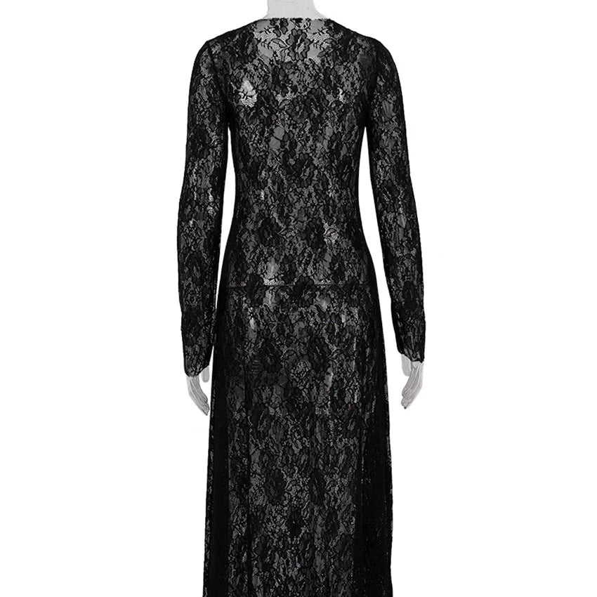 Maddie - Elegant Black Lace Formal Dress
