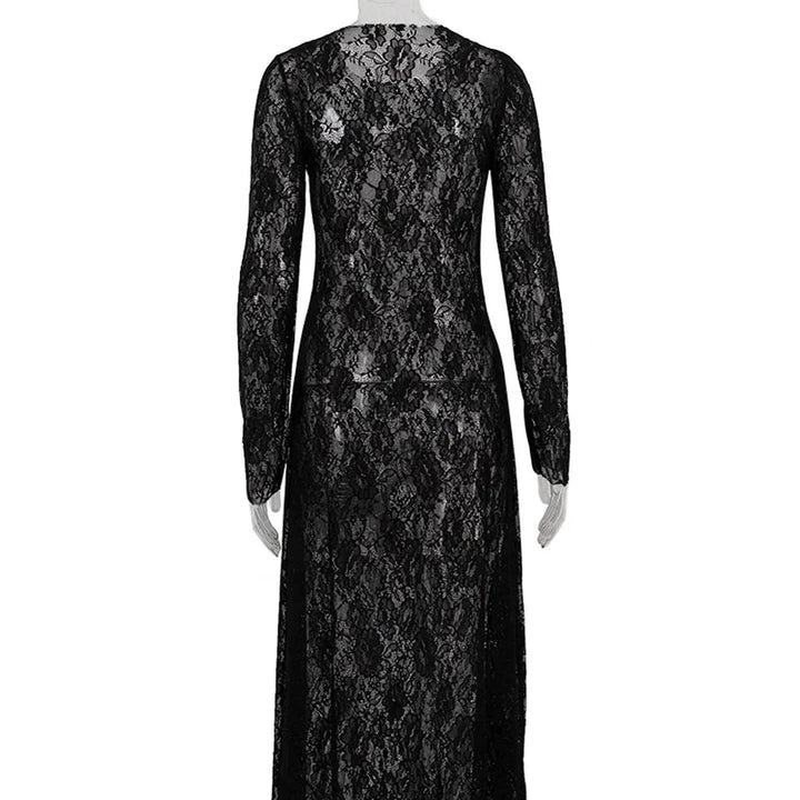 Maddie - Elegant Black Lace Formal Dress